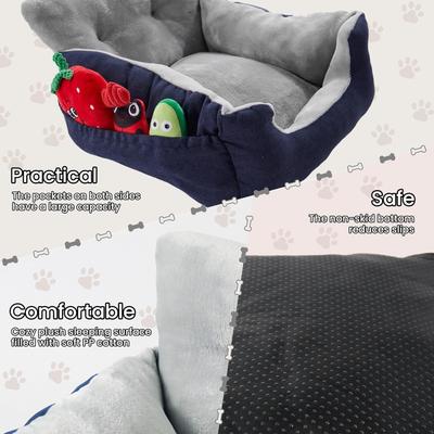 Show full view: LFC PETS Portable Dog & Cat Car Seat Bed with Clip-On Safety Leash, Blue slide 4 of 8