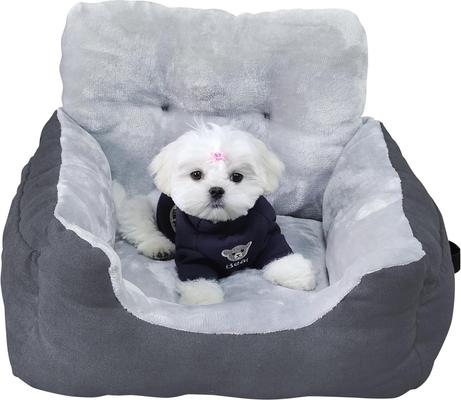 Show full view: LFC PETS Portable Dog & Cat Car Seat Bed with Clip-On Safety Leash, Grey slide 8 of 10