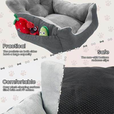 Show full view: LFC PETS Portable Dog & Cat Car Seat Bed with Clip-On Safety Leash, Grey slide 4 of 10