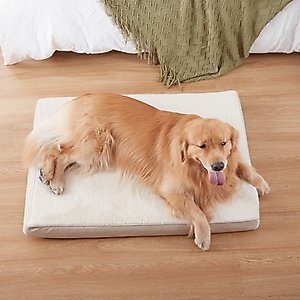 LFC PETS Ultra Comfort Memory Foam Dog & Cat Bed with Removable Cover, Beige, Large
