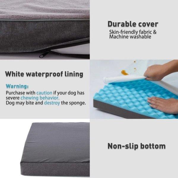 Show full view: LFC PETS Ultra Comfort Memory Foam Dog & Cat Bed with Removable Cover, Grey, X-Large slide 4 of 9