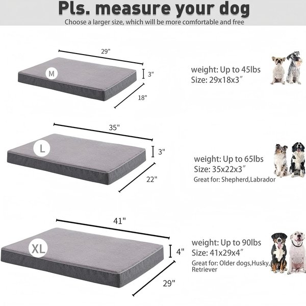 Show full view: LFC PETS Ultra Comfort Memory Foam Dog & Cat Bed with Removable Cover, Grey, X-Large slide 2 of 9