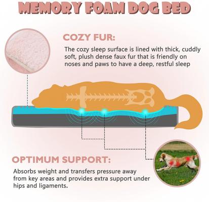 Show full view: LFC PETS Ultra Comfort Memory Foam Dog & Cat Bed with Removable Cover, Pink, Large slide 4 of 9