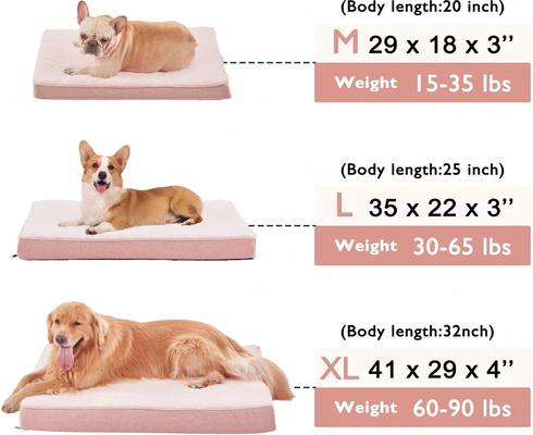 Show full view: LFC PETS Ultra Comfort Memory Foam Dog & Cat Bed with Removable Cover, Pink, Large slide 2 of 9