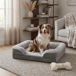 LFC PETS Water-resistant Orthopedic Bolster Dog & Cat Sofa Bed with Removable Cover, Grey, Large