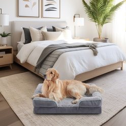 LFC PETS Waterproof Orthopedic Bolster Dog & Cat Sofa Bed with Removable Cover, Grey, Large