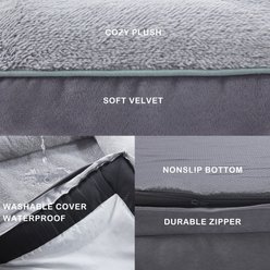 LFC PETS Waterproof Orthopedic Bolster Dog & Cat Sofa Bed with Removable Cover, Grey, Large slide 2 of 8
