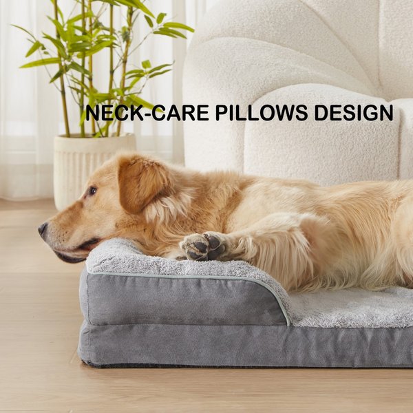 Show full view: LFC PETS Waterproof Orthopedic Bolster Dog & Cat Sofa Bed with Removable Cover, Grey, Large slide 5 of 10
