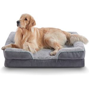 LFC PETS Waterproof Orthopedic Bolster Dog & Cat Sofa Bed with Removable Cover, Grey, Large