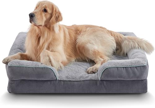 Show full view: LFC PETS Waterproof Orthopedic Bolster Dog & Cat Sofa Bed with Removable Cover, Grey, Large slide 4 of 10