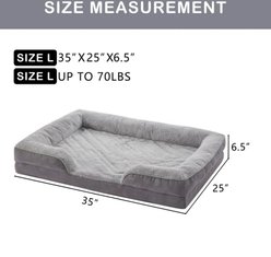 LFC PETS Waterproof Orthopedic Bolster Dog & Cat Sofa Bed with Removable Cover, Grey, Large slide 2 of 7