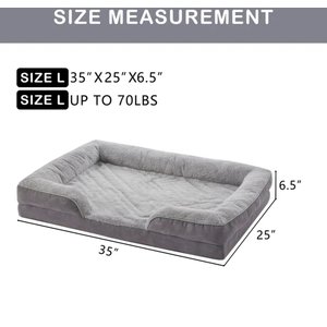 LFC PETS Waterproof Orthopedic Bolster Dog & Cat Sofa Bed with Removable Cover, Grey, Large