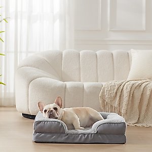 LFC PETS Waterproof Orthopedic Bolster Dog & Cat Sofa Bed with Removable Cover, Grey, Medium