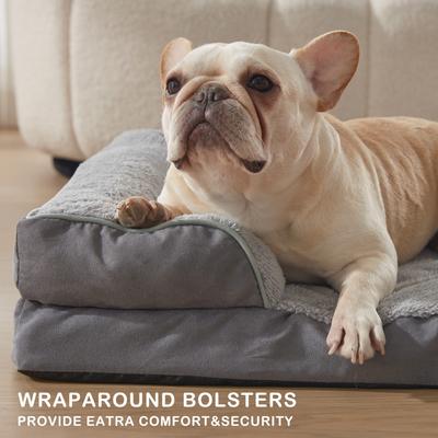 Show full view: LFC PETS Waterproof Orthopedic Bolster Dog & Cat Sofa Bed with Removable Cover, Grey, Medium slide 5 of 9