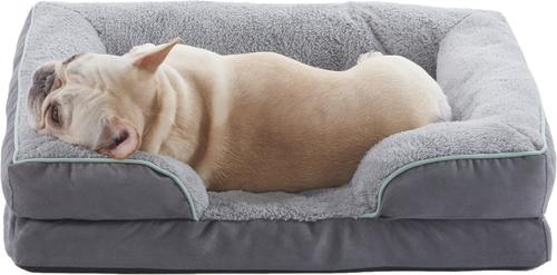 Show full view: LFC PETS Waterproof Orthopedic Bolster Dog & Cat Sofa Bed with Removable Cover, Grey, Medium slide 3 of 9
