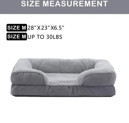 Show full view: LFC PETS Waterproof Orthopedic Bolster Dog & Cat Sofa Bed with Removable Cover, Grey, Medium slide 2 of 9