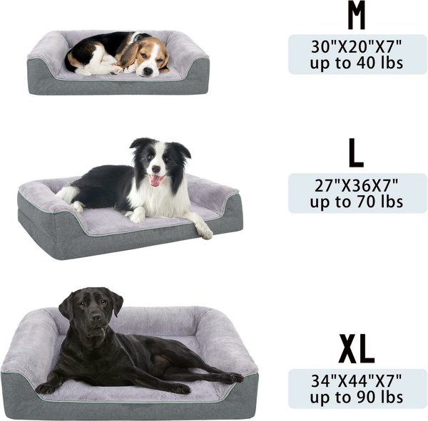 Show full view: LFC PETS Waterproof Orthopedic Bolster Dog & Cat Bed with Removable Cover, Grey, X-Large slide 2 of 11