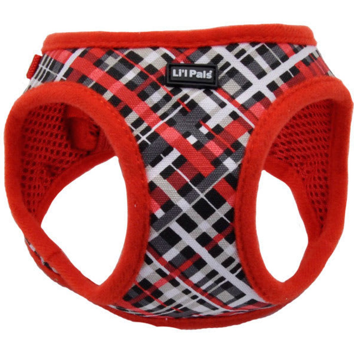 Li'l Pals Canvas Step In Back Clip Dog Harness, Red & Grey Plaid, 10 to 12-in chest
