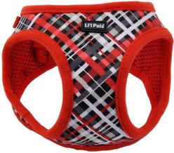 Li'l Pals Canvas Step In Back Clip Dog Harness, Red & Grey Plaid, 8 to 10-in chest