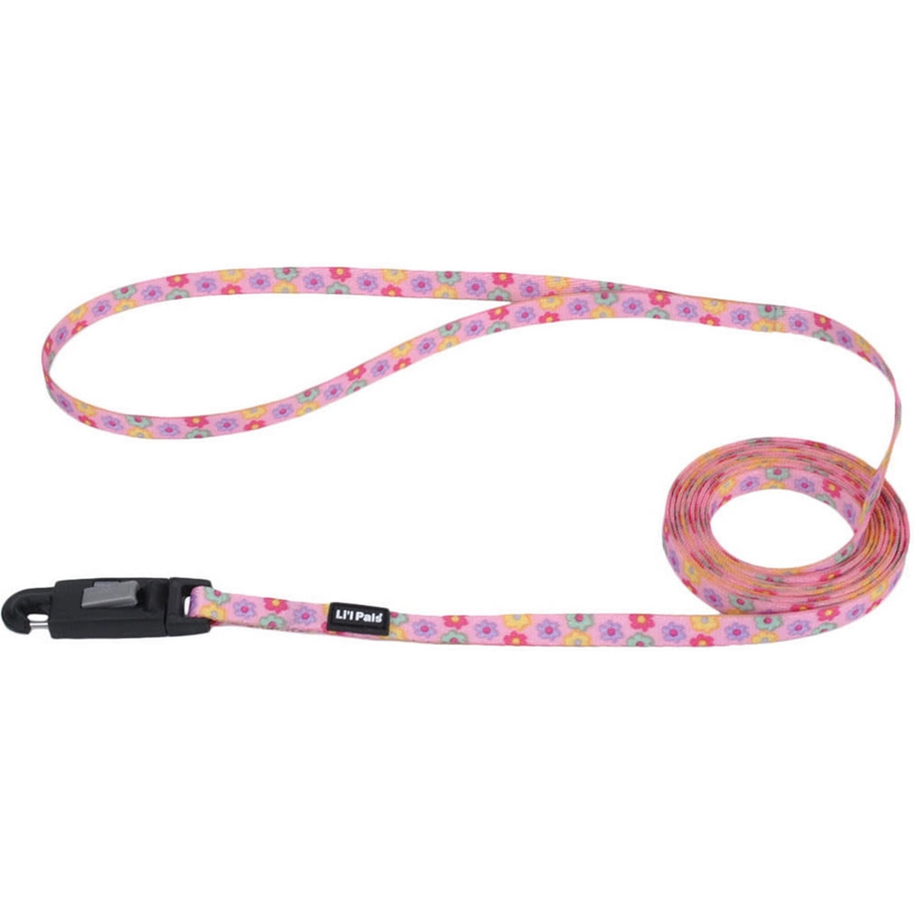 Li'l Pals E-Z Snap Patterned Dog Leash, Daisy Multicolor, 6-ft long, 3/8-in wide