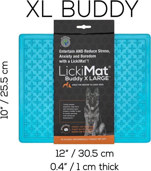 LickiMat Buddy Slow Feeder Dog Lick Mat, Turquoise, X-Large