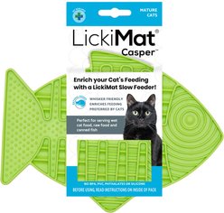 LickiMat Casper Non-Skid Thermoplastic Rubber Cat Bowl, Green, Standard