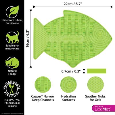 Show full view: LickiMat Casper Non-Skid Thermoplastic Rubber Cat Bowl, Green, Standard slide 3 of 6