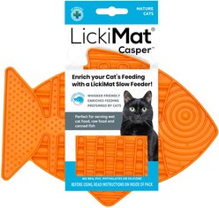 LickiMat Casper Non-Skid Thermoplastic Rubber Cat Bowl, Orange, Standard