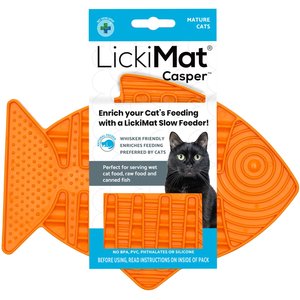 LickiMat Casper Non-Skid Thermoplastic Rubber Cat Bowl, Orange, Standard