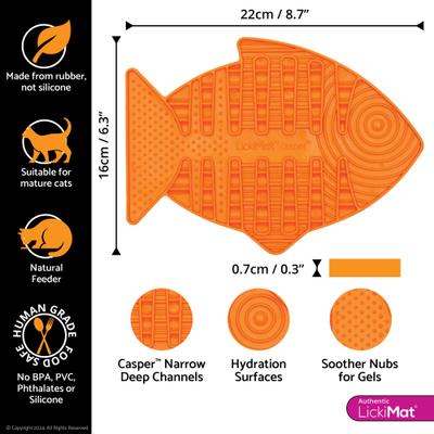 Show full view: LickiMat Casper Non-Skid Thermoplastic Rubber Cat Bowl, Orange, Standard slide 3 of 6