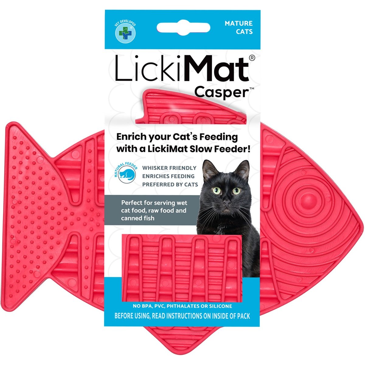 LickiMat Casper Non-Skid Thermoplastic Rubber Cat Bowl, Pink, Standard