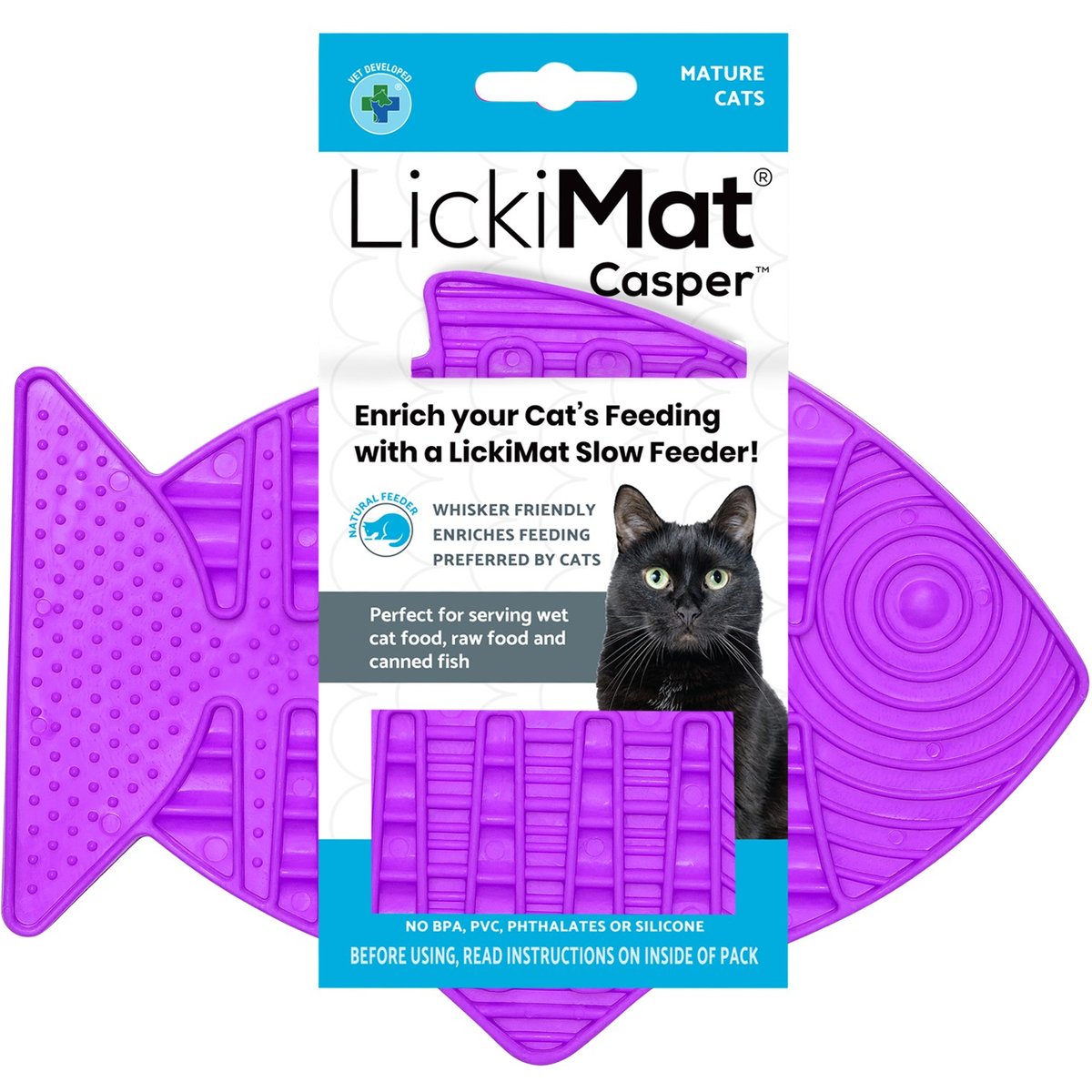 LickiMat Casper Non-Skid Thermoplastic Rubber Cat Bowl, Purple, Standard