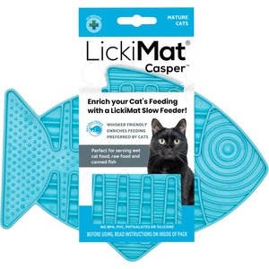 LickiMat Casper Non-Skid Thermoplastic Rubber Cat Bowl, Turquoise, Standard