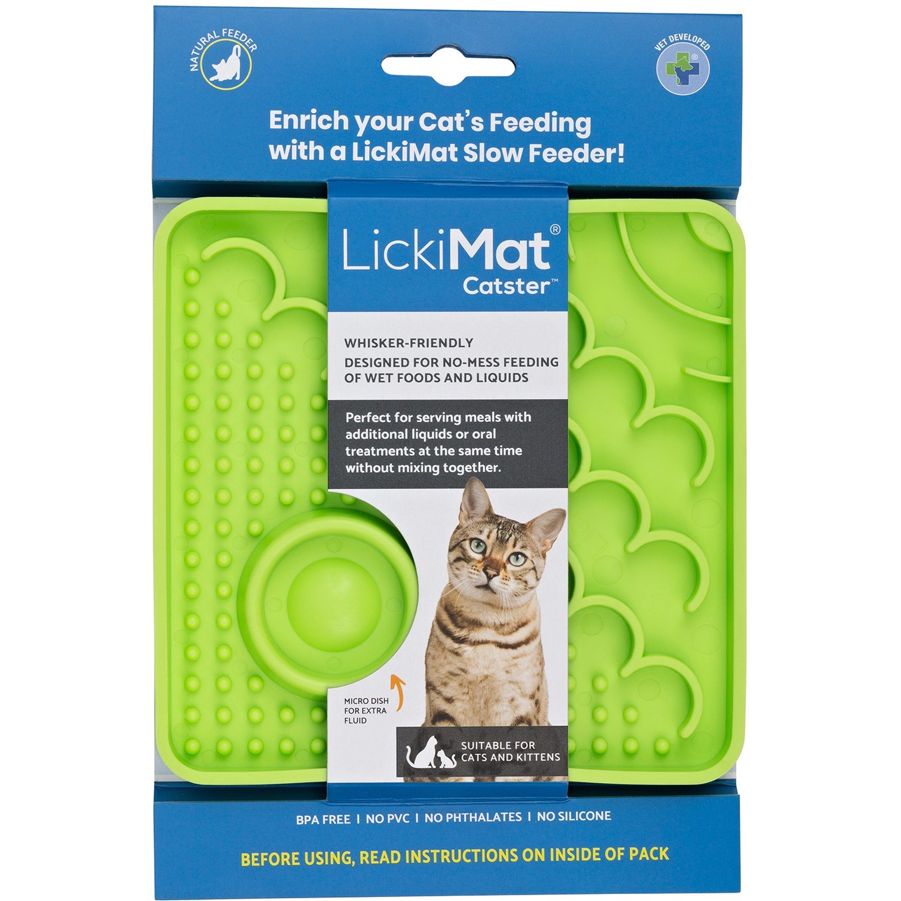 LickiMat Catster Non-Skid Thermoplastic Rubber Cat Bowl, Green, Standard