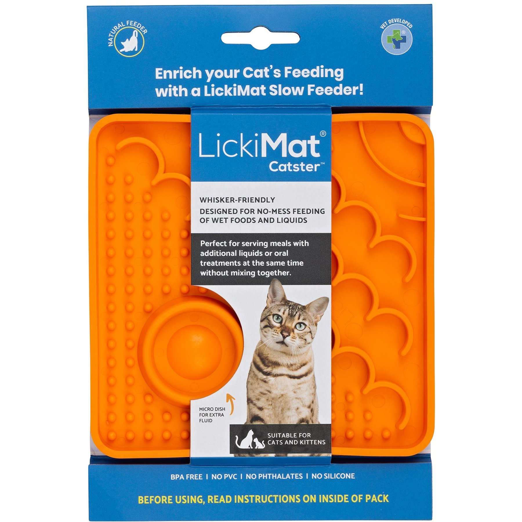LickiMat Catster Non-Skid Thermoplastic Rubber Cat Bowl, Orange, Standard