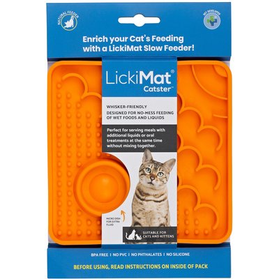 LickiMat LickiMat Catster Non-Skid Thermoplastic Rubber Cat Bowl, Orange, Standard