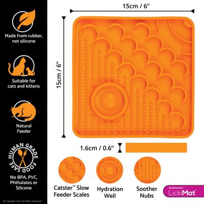 Show full view: LickiMat Catster Non-Skid Thermoplastic Rubber Cat Bowl, Orange, Standard slide 3 of 5