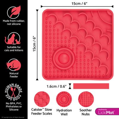 Show full view: LickiMat Catster Non-Skid Thermoplastic Rubber Cat Bowl, Pink, Standard slide 3 of 5