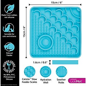 LickiMat Catster Non-Skid Thermoplastic Rubber Cat Bowl, Turquoise, Standard