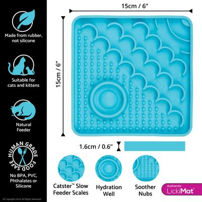Show full view: LickiMat Catster Non-Skid Thermoplastic Rubber Cat Bowl, Turquoise, Standard slide 3 of 5