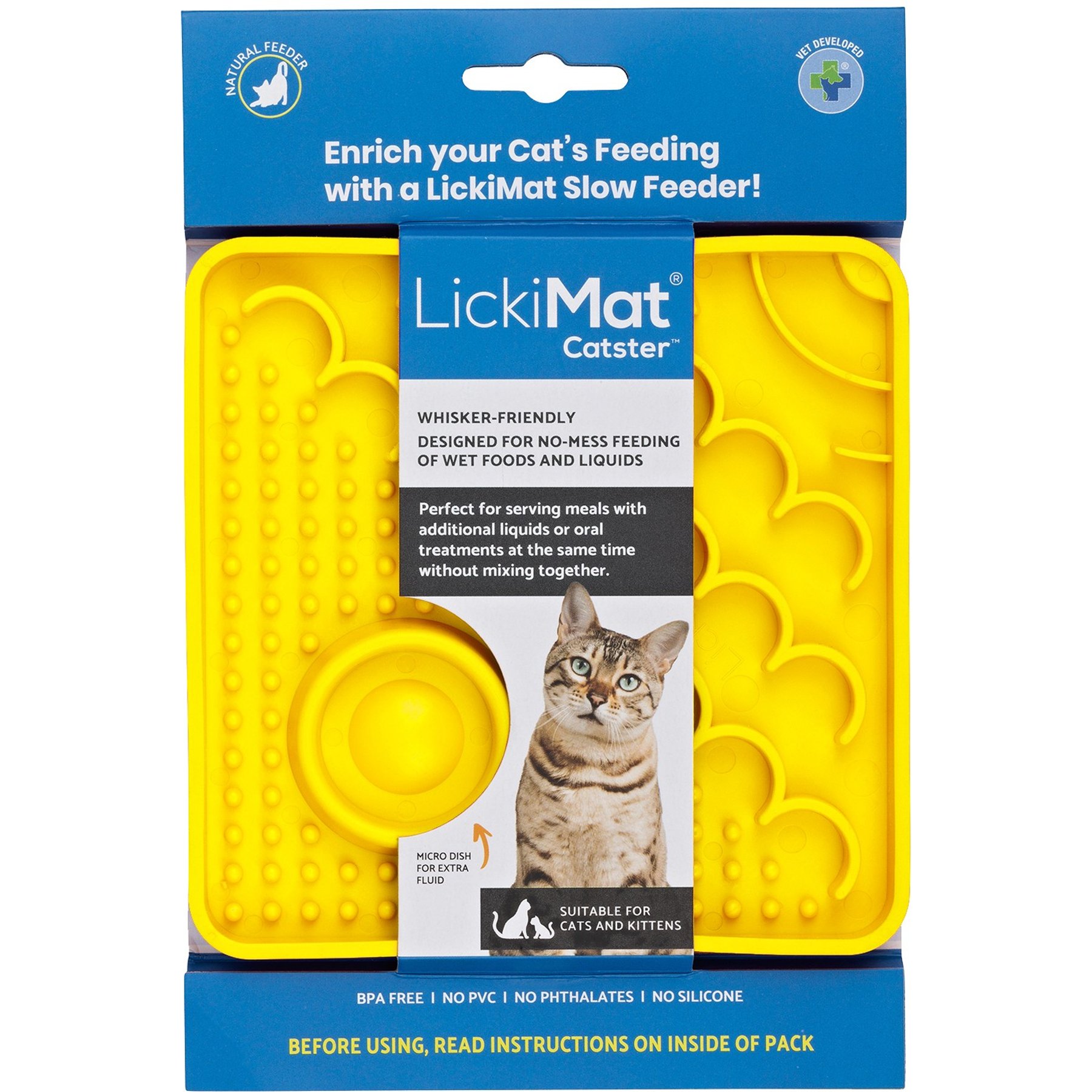 LickiMat LickiMat Catster Non-Skid Thermoplastic Rubber Cat Bowl, Yellow, Standard