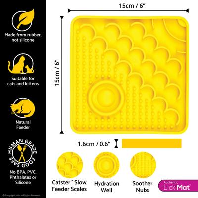 Show full view: LickiMat Catster Non-Skid Thermoplastic Rubber Cat Bowl, Yellow, Standard slide 3 of 5