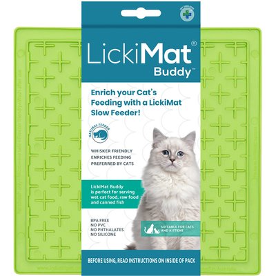 LickiMat LickiMat Classic Buddy Non-Skid Thermoplastic Rubber Cat Bowl, Green, Standard