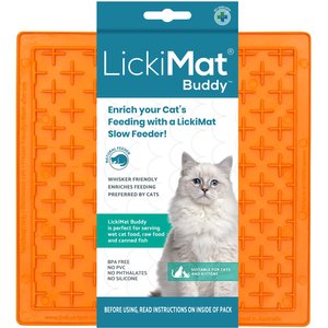 LickiMat Classic Buddy Non-Skid Thermoplastic Rubber Cat Bowl, Orange, Standard