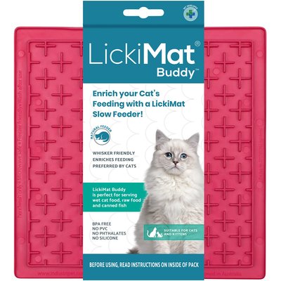 LickiMat LickiMat Classic Buddy Non-Skid Thermoplastic Rubber Cat Bowl, Pink, Standard