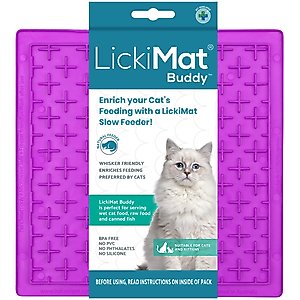 LickiMat Classic Buddy Non-Skid Thermoplastic Rubber Cat Bowl, Purple, Standard
