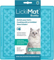 LickiMat Classic Buddy Non-Skid Thermoplastic Rubber Cat Bowl, Turquoise, Standard