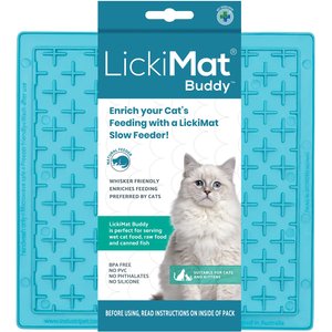LickiMat Classic Buddy Non-Skid Thermoplastic Rubber Cat Bowl, Turquoise, Standard