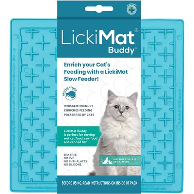 LickiMat LickiMat Classic Buddy Non-Skid Thermoplastic Rubber Cat Bowl, Turquoise, Standard