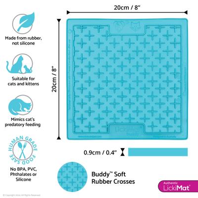 Show full view: LickiMat Classic Buddy Non-Skid Thermoplastic Rubber Cat Bowl, Turquoise, Standard slide 3 of 6